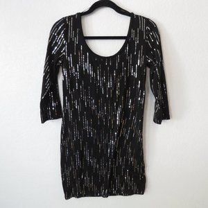 Black Sequined Body Con Mini Dress